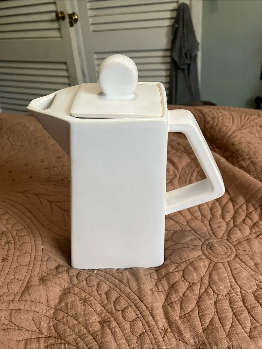 Vintage Pier 1 White Ceramic Rectangular Pitcher